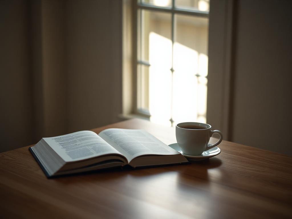 Buch und Tee am Fenster