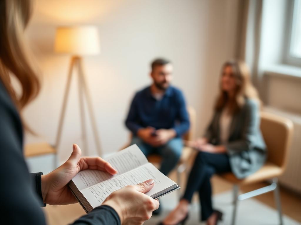 Therapiesitzung mit Notizbuch